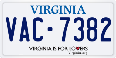 VA license plate VAC7382