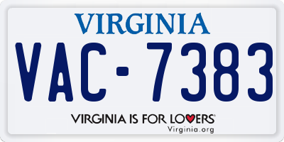 VA license plate VAC7383