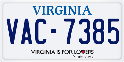 VA license plate VAC7385