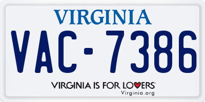 VA license plate VAC7386