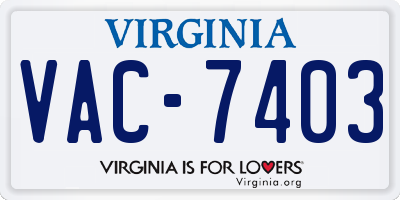VA license plate VAC7403
