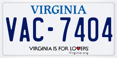 VA license plate VAC7404