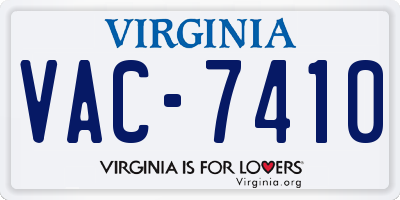 VA license plate VAC7410