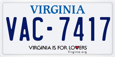VA license plate VAC7417