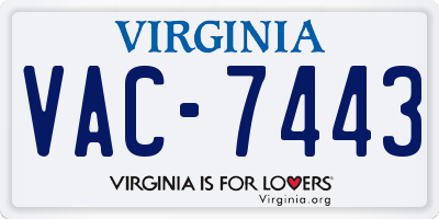 VA license plate VAC7443