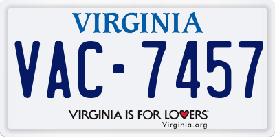 VA license plate VAC7457