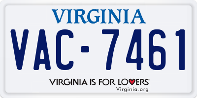 VA license plate VAC7461