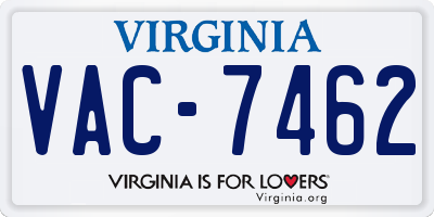 VA license plate VAC7462