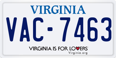 VA license plate VAC7463