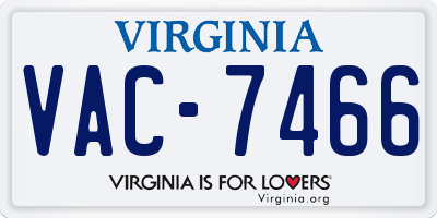 VA license plate VAC7466