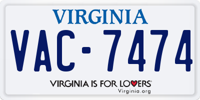 VA license plate VAC7474