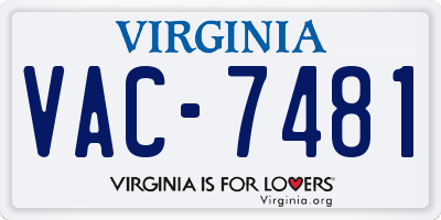 VA license plate VAC7481
