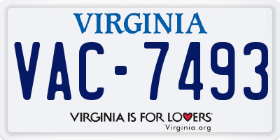 VA license plate VAC7493