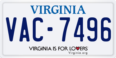 VA license plate VAC7496