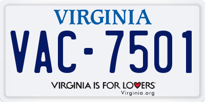 VA license plate VAC7501