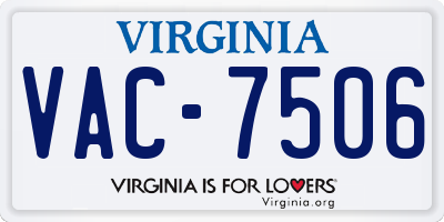 VA license plate VAC7506
