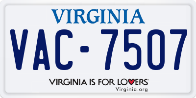 VA license plate VAC7507