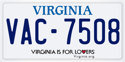VA license plate VAC7508