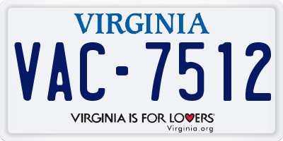 VA license plate VAC7512