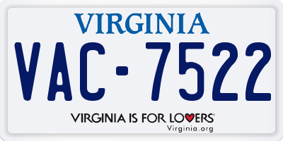 VA license plate VAC7522