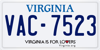 VA license plate VAC7523