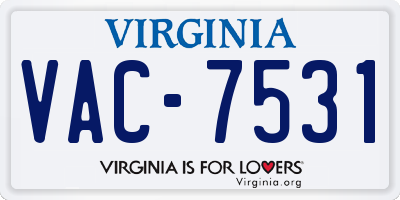 VA license plate VAC7531