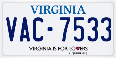 VA license plate VAC7533
