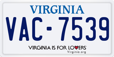 VA license plate VAC7539