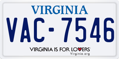 VA license plate VAC7546
