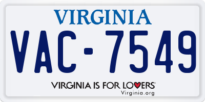 VA license plate VAC7549