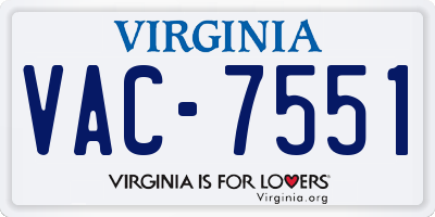 VA license plate VAC7551