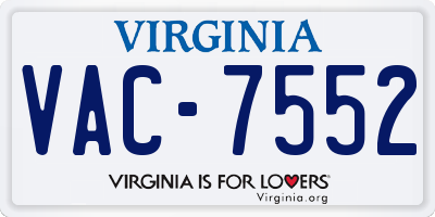 VA license plate VAC7552