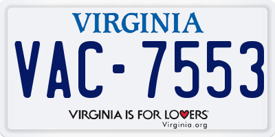 VA license plate VAC7553