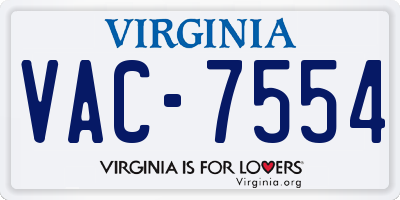 VA license plate VAC7554