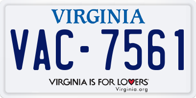 VA license plate VAC7561