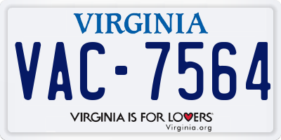 VA license plate VAC7564