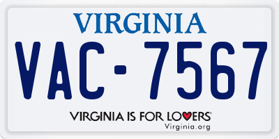 VA license plate VAC7567