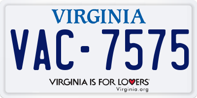 VA license plate VAC7575