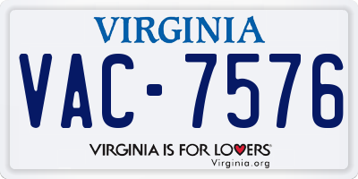 VA license plate VAC7576