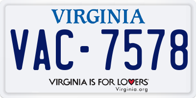 VA license plate VAC7578