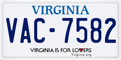 VA license plate VAC7582