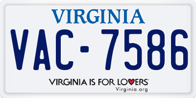 VA license plate VAC7586