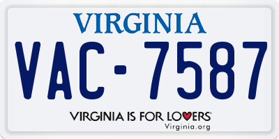 VA license plate VAC7587