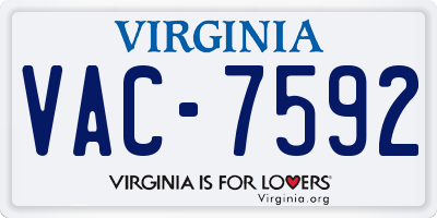 VA license plate VAC7592