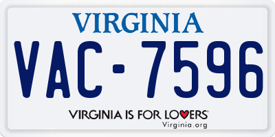 VA license plate VAC7596