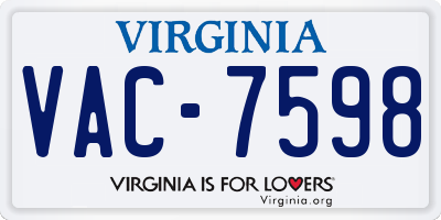 VA license plate VAC7598