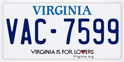 VA license plate VAC7599