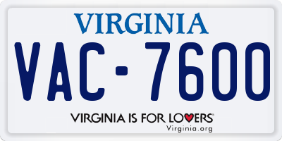 VA license plate VAC7600