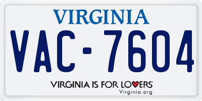 VA license plate VAC7604