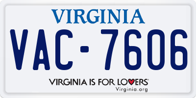 VA license plate VAC7606